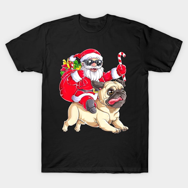 Santa and dog christmas T-Shirt by Risset